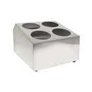 Thunder 10-3/8" x 11-7/8" x 8", Flatware Cylinder Holder, 4 Cavities, Stainless Steel, Each