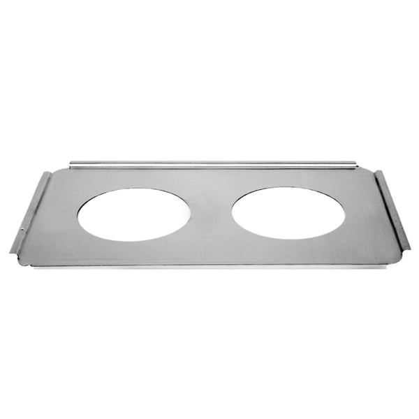 Thunder 20-7/8" x 12-7/8", Two 6-1/2" Holes Adaptor Plate, fits 4 qt Inset Pans, Stainless Steel, Each