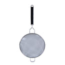 Thunder 10" Diameter x 4-1/8" Height, 10-3/4" Handle Length with 1-3/4" Front Hook Length, Double Medium Mesh Strainer, Stainless Steel 18/8, 304 Material with Black Color Polypropylene Handle, Each