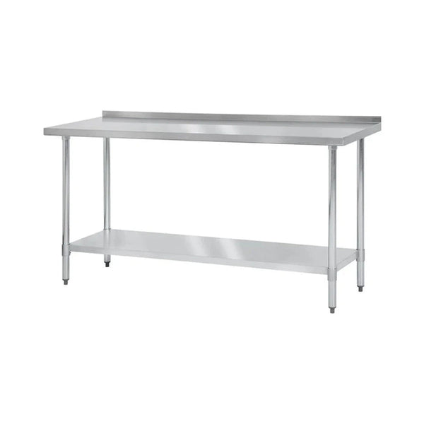 Thunder 30" X 72" X 35", Flat Top Worktable With Flat Edges And 4" Backsplash, Stainless Steel 430, 18 Gauge, Each