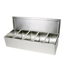 Thunder 14-7/8" x 5-7/8" x 3-3/8", 5 Compartment Condiment (Open Bottom), Stainless Steel 18-8, Each