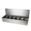 Thunder 18" x 5-7/8" x 3-1/2", 6 Compartment Condiment (Open Bottom), Stainless Steel 18-8, Each
