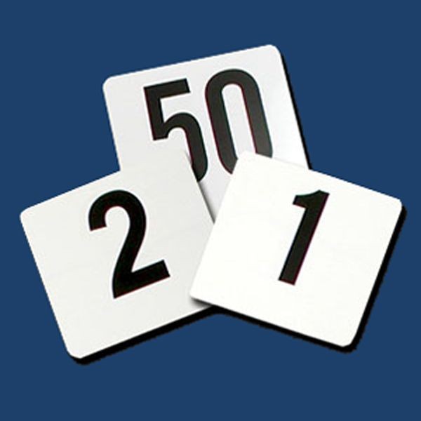 Thunder 4" X 4" Plastic Table Numbers 1-25, Polyvinyl Chloride