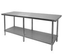 Thunder 30" X 96" X 35", Flat Top Worktable With Rounded Edges, Stainless Steel 430, 18 Gauge, Each