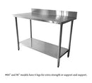 Thunder 30" X 96" X 35", Flat Top Worktable With Flat Edges And 4" Backsplash, Stainless Steel 430, 18 Gauge, Each