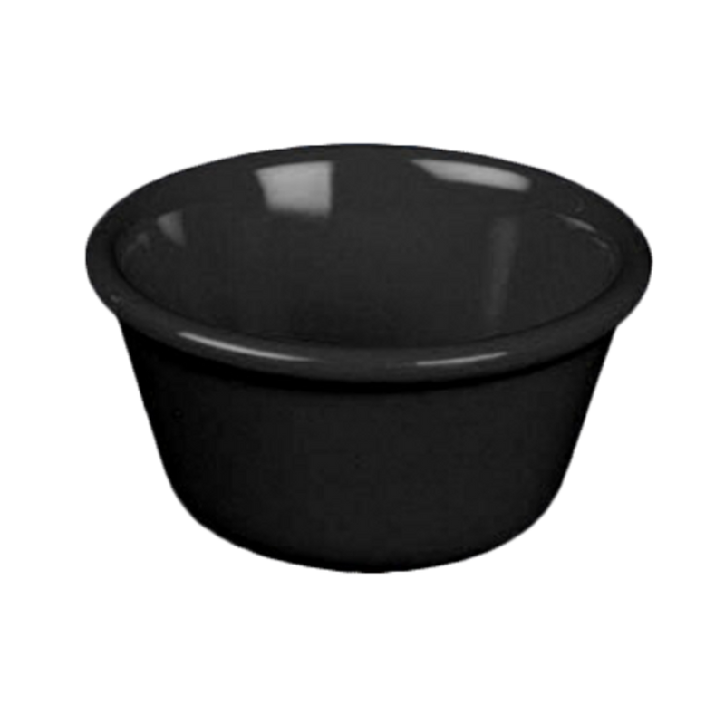 Thunder 2-1/2 Oz, 2-7/8" Diameter X 1-3/8" Height, Smooth Ramekin, Black Color, Melamine, Dozen