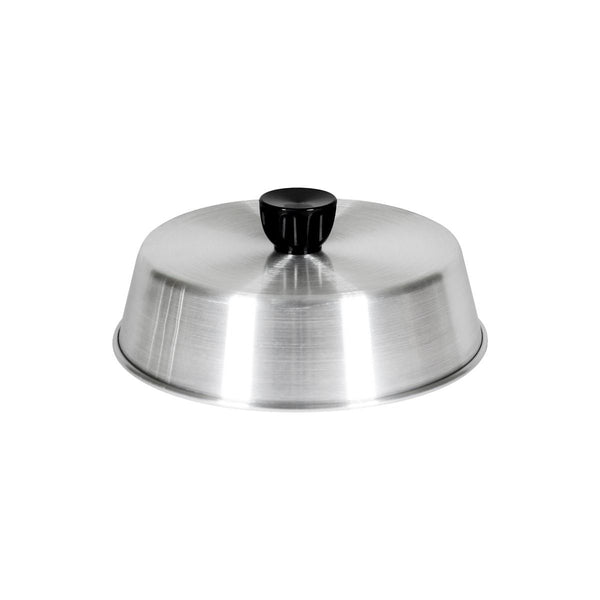 Thunder 8" Diameter x 2" height with 1-1/2" Diameter x 7/8" height Black Plastic Knob, Aluminum Grill Basting Cover, Each