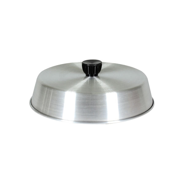 Thunder 10" Diameter x 2-1/8" height with 1-1/2" Diameter x 3/4" height Black Plastic Knob, Aluminum Grill Basting Cover, Each
