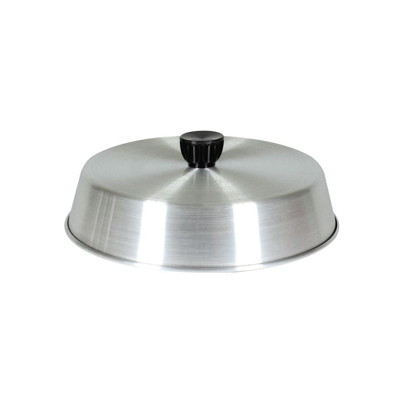 Thunder 6" Diameter x 2-1/4" Height with 1" Diameter x 3/4" Height Black Plastic Knob, Aluminum Grill Basting Cover, Each