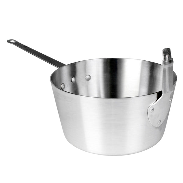 Thunder 5-1/2 qt, 10-1/8" Diameter x 5-3/8" Height with 7-3/8" Handle, 3-3/4" Front Stem Catcher, Fryer Sauce Pan, Compatible with SLFB002, Aluminum, 2.6mm Thickness with Plated with Plated Iron Handle, Mirror-Finished, Each