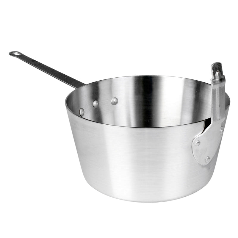 Thunder 5-1/2 qt, 10-1/8" Diameter x 5-3/8" Height with 7-3/8" Handle, 3-3/4" Front Stem Catcher, Fryer Sauce Pan, Compatible with SLFB002, Aluminum, 2.6mm Thickness with Plated with Plated Iron Handle, Mirror-Finished, Each