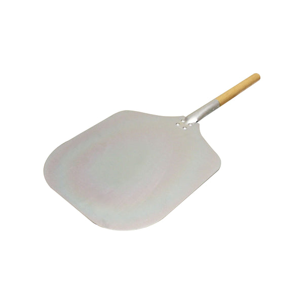 Thunder 25" Overall Length, with 14" x 12", Aluminum Blade Pizza Peel with 12" Length x 1-1/8 Diameter Wooden Handle, Each