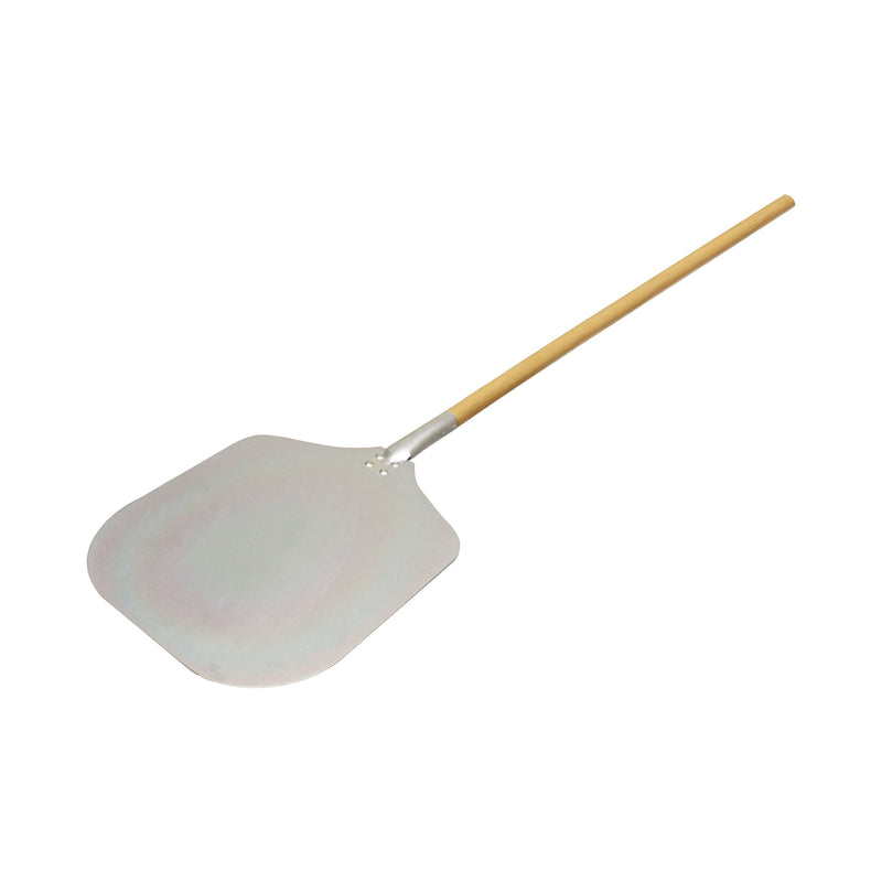 Thunder 52" Overall Length, 14" x 12", Aluminum Blade Pizza Peel with 38" Length x 1-1/8" Diameter Wooden Handle, Each