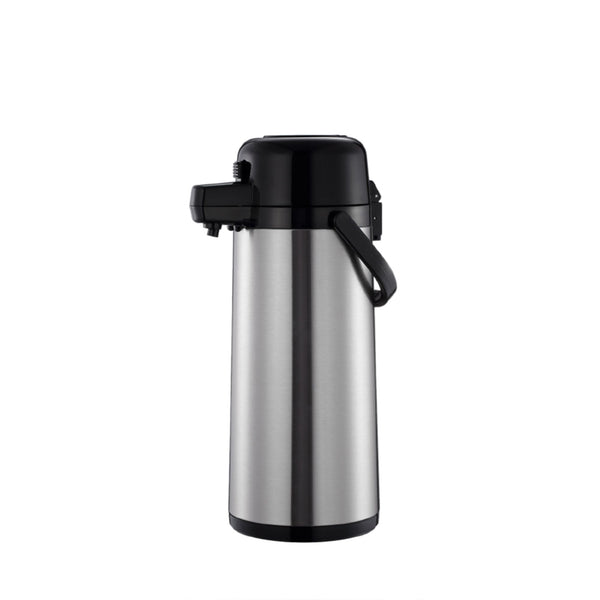 Thunder 1.9 Liter/64 oz, Push Button AirPot, Stainless Steel 18/8, 304 Material Exterior with Glass Lined Interior, Polypropylene Cap, Handle, Each