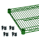 Thunder 14" x 72" Shelf with 4 Set of Sleeve Clips, Green Epoxy Coated Iron Wire, Heavy-Duty, NSF, Each