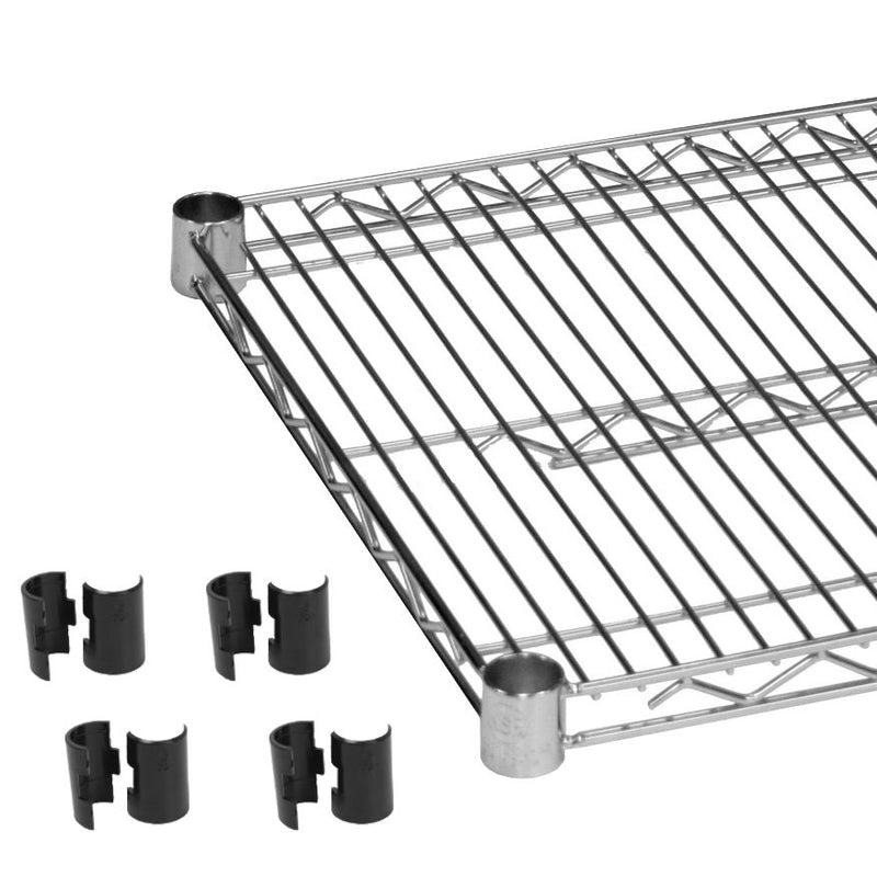 Thunder 21" x 72" Shelf with 4 Set of Sleeve Clips, Chrome Plated Wire, Heavy-Duty, NSF, Each