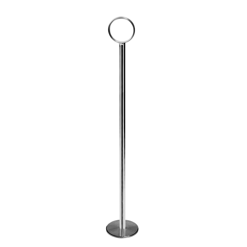 Thunder 8" Overall Length, 2-1/4" Diameter Base with 6-1/2" Pole Length and 1-1/4" Diameter Ring, Chrome Table Card Holder, Chrome Plate Iron, Each