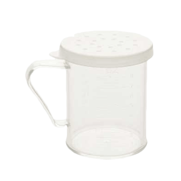 Thunder 10 Oz Polycarbonate Dredger With Handle 3 Snap-On Polycarbonate Lids (Fine, Medium & Large Holes), Each