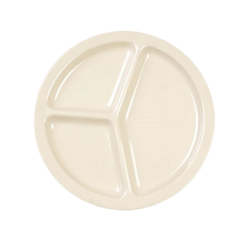 Thunder 10" Diameter X 3/4" Height, 3 Compartment Plate, Tan Color (No Lid), Melamine, Dozen