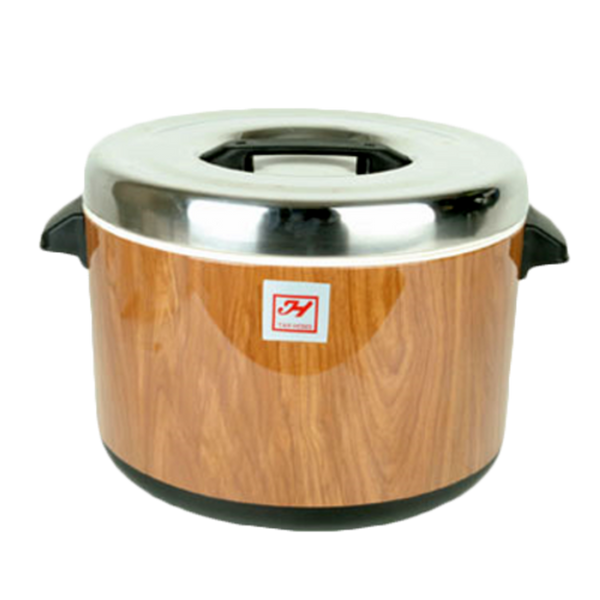 Thunder 40 Cups Insulated Sushi Rice Pot, WoodGrain Exterior, Stainless Steel Interior & Lid With Polypropylene Handle, Each