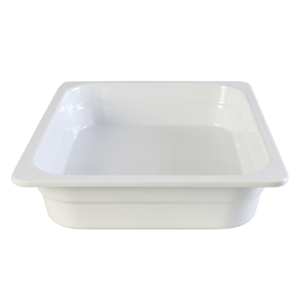 Thunder 1/2, 65mm, 12-3/4" x 10-3/8" x 2-1/2", White Color, Heavy-Duty Gastronorm Pan, Melamine, NSF, Each