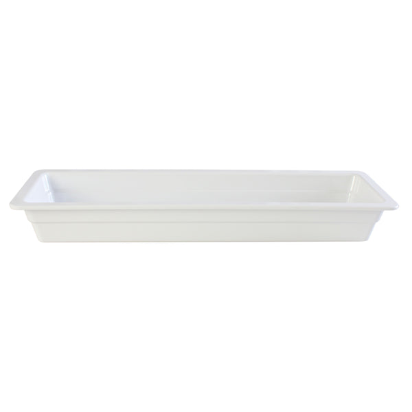 Thunder 2/4, 65mm, 20-3/4" x 6-3/8" x 2-1/2", White Color, Heavy-Duty Gastronorm Pan, Melamine, NSF, Each