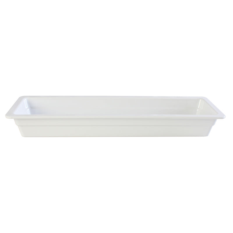 Thunder 2/4, 65mm, 20-3/4" x 6-3/8" x 2-1/2", White Color, Heavy-Duty Gastronorm Pan, Melamine, NSF, Each