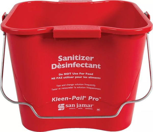 San Jamar 6qt Sanitizing Kleen-Pail Pro, Red, Each