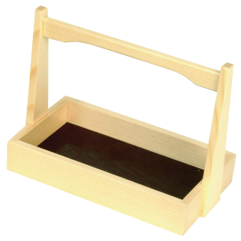 Thunder 6-1/2" x 3-3/4" Shiraki Wood Shoyu Sauce Holder Tray with Handle, Each