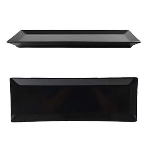 Thunder 10-1/4" X 4", 1" Deep, Rectangular Appetizer Tray, Classic Black, Melamine, Dozen