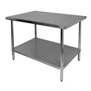 Thunder 24" X 48" X 35", Flat Top Worktable With Rounded Edges, Stainless Steel 430, 18 Gauge, Each
