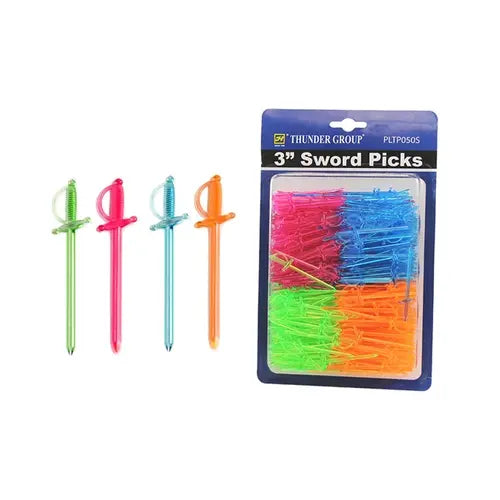 Thunder 3" Sword Picks, Assorted Color, Polystyrene, Pack of 500