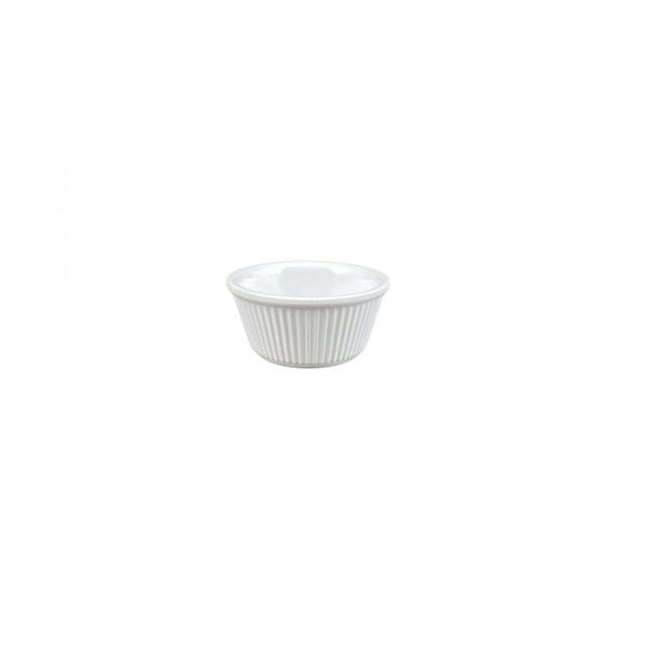 Thunder 3 Oz, 3-1/8" Diameter X 1-5/8" Height, Fluted Ramekin, White Color, Melamine, Dozen