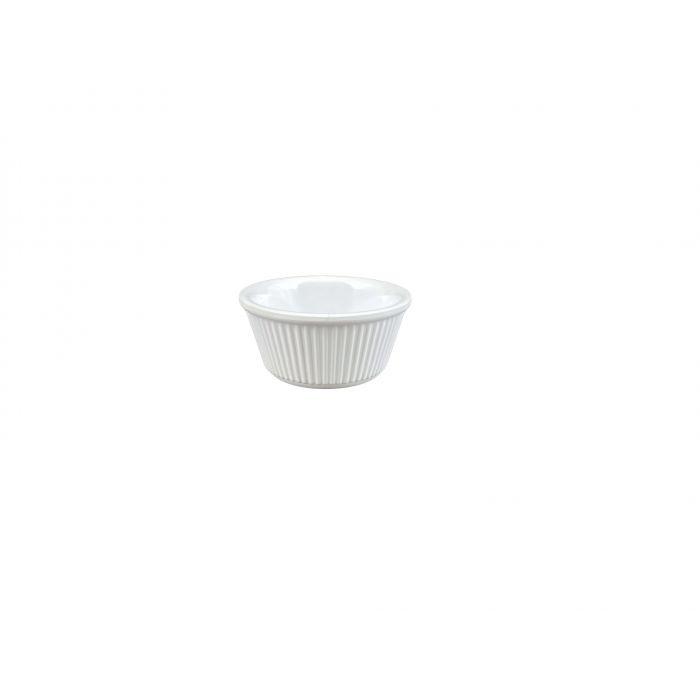 Thunder 3 Oz, 3-1/8" Diameter X 1-5/8" Height, Fluted Ramekin, White Color, Melamine, Dozen