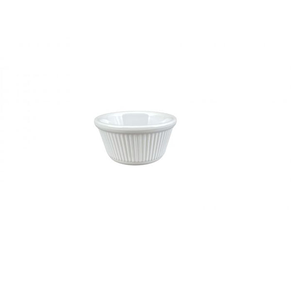 Thunder 4 Oz, 3-3/8" Diameter X 1-3/4" Height, Fluted Ramekin, Bone Color, Melamine, Dozen