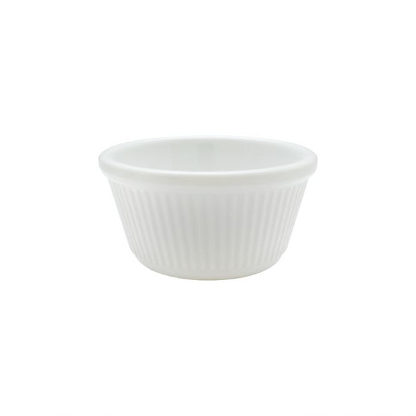 Thunder 4 Oz, 3-3/8" Diameter X 1-3/4" Height, Fluted Ramekin, White Color, Melamine, Dozen