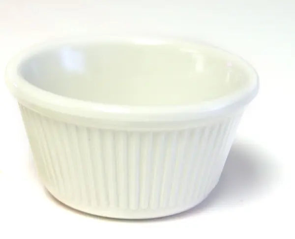 Thunder 1-1/2 Oz, 2-1/2" Diameter X 1-1/2" Height, Fluted Ramekin, Bone Color, Melamine, Dozen