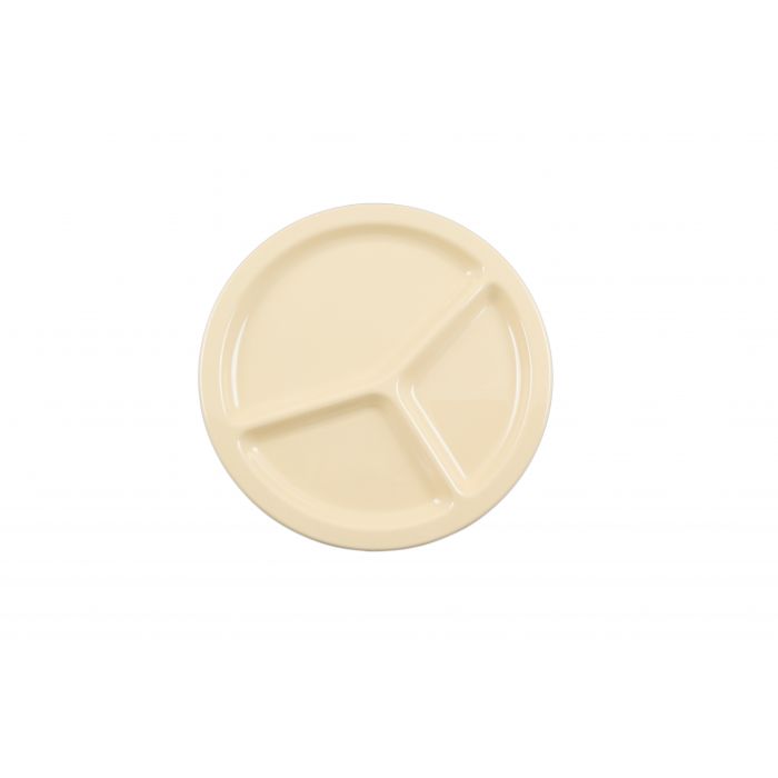 Thunder 10" Diameter X 3/4" Height, 3 Compartment Plate, White Color (No Lid), Melamine, Dozen