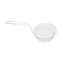 Thunder 8" Diameter x 3" Deep, 9" Handle Length, Round Coarse Mesh Breading Basket, Wire Steel Plated Iron with White Plastic Coated, Each