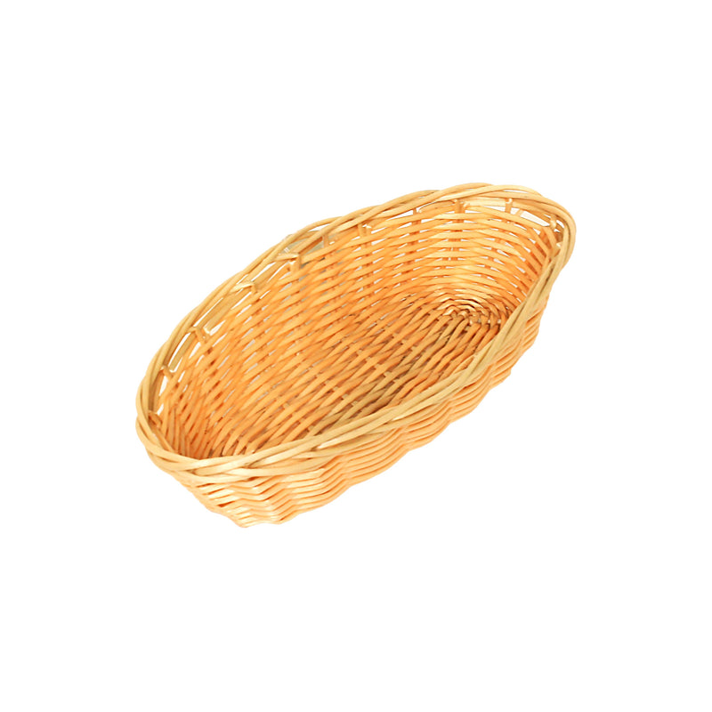 Thunder 8-1/4" x 4-1/4" x 2", Oblong Woven Bread Basket, Natural Color, Polypropylene Plus Polyethylene and Wire, Each