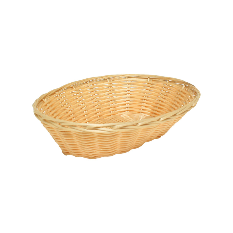 Thunder 9-1/4" x 7" x 2-1/4", Oval Woven Bread Basket, Natural Color, Polypropylene Plus Polyethylene and Wire, Each