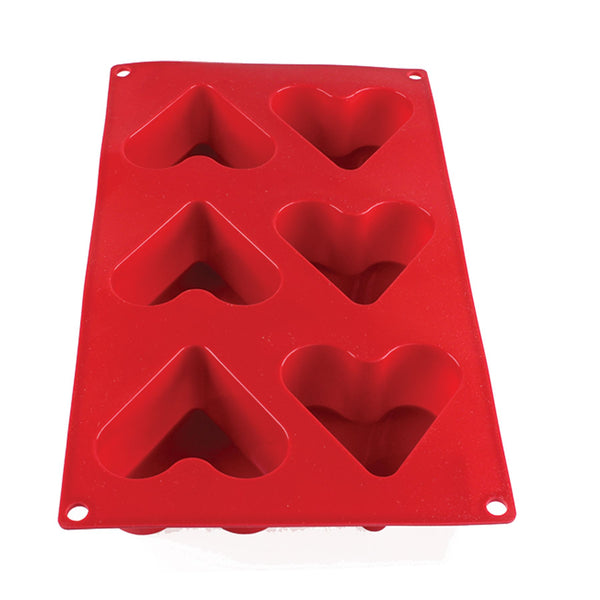 Thunder 4.4 oz Each Cavity, Heart Baking Mold, 6 Cavities, Silicone, Each