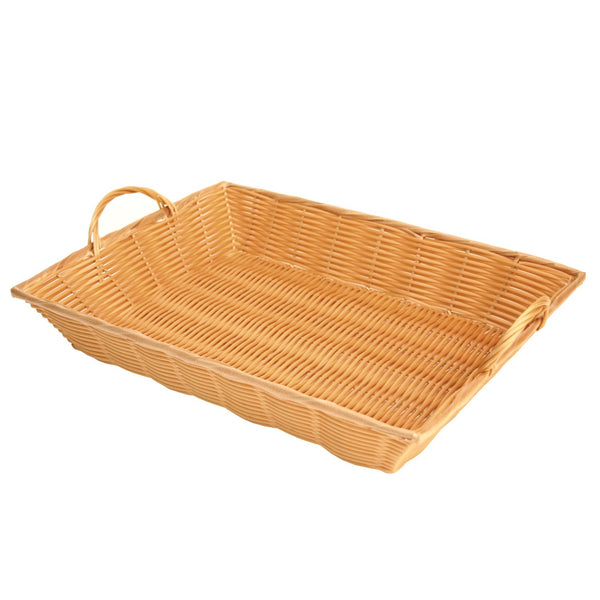 Thunder 17" x 12-3/4" x 3", Hand-Woven Basket with Handle, Polypropylene Plus Polyethylene and Wire, Each