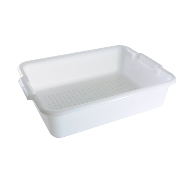 Thunder 20-1/2" x 15-1/2" x 5_, Perforated Bus Box, White Color, Polypropylene, Each