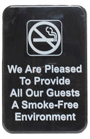 Thunder 6" x 9" x 1/8", Information Sign with Symbol, We Are Pleased To Provide All Our Guests A Smoke-Free Environment, Acrylonitrile Styrene, Easy Peel Self-Adhesive, Each