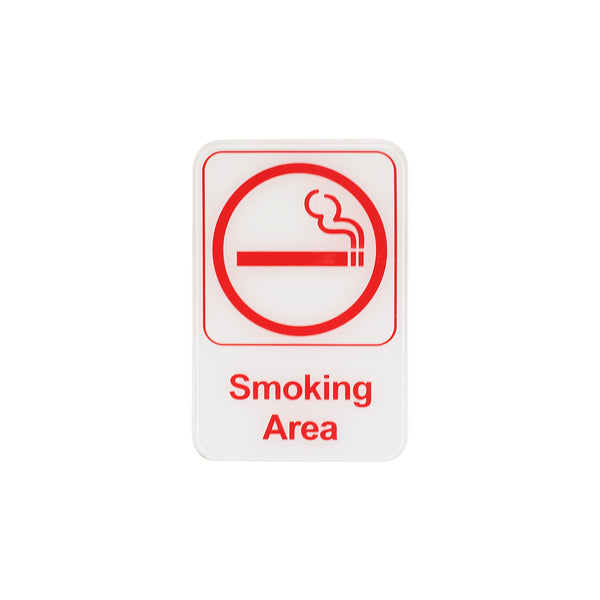 Thunder 6" x 9" x 1/8", Information Sign with Symbol, Smoking Area, Acrylonitrile Styrene, Easy Peel Self-Adhesive, Each