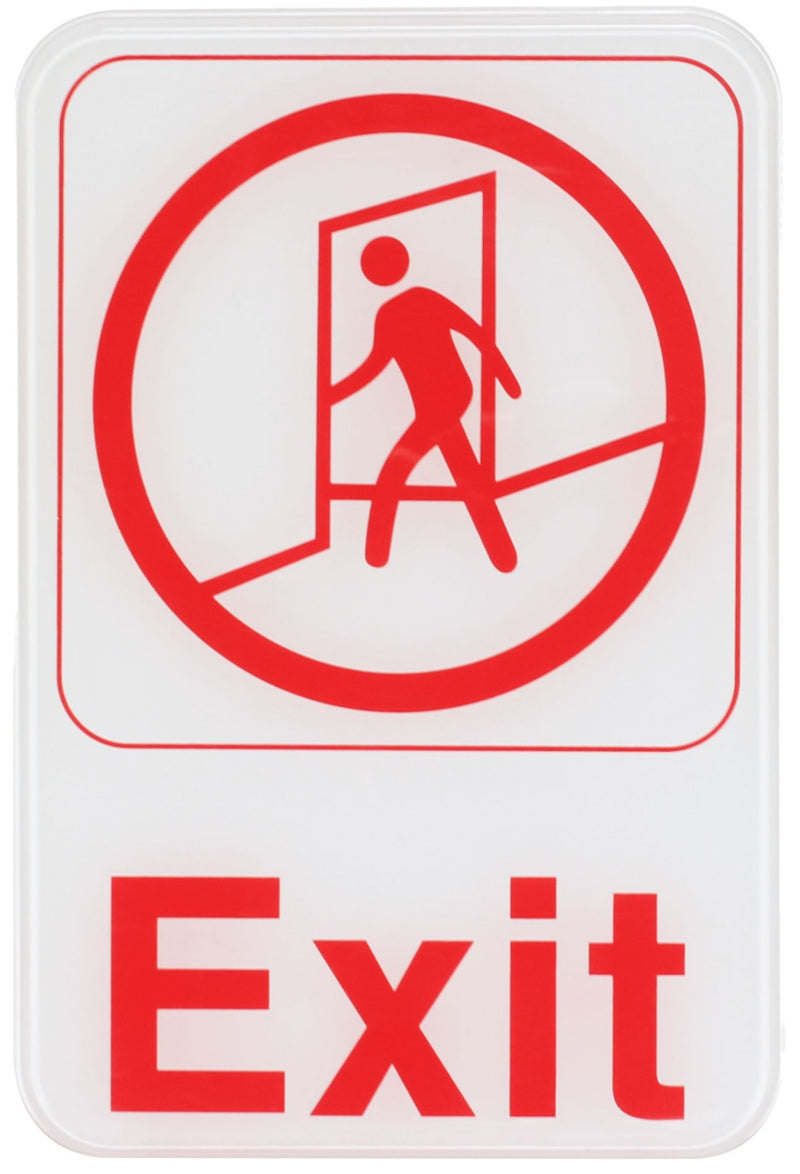 Thunder 6" x 9" x 1/8", Information Sign with Symbol, Exit, Acrylonitrile Styrene, Easy Peel Self-Adhesive, Each