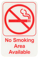 Thunder 6" x 9" x 1/8", Information Sign with Symbol, No Smoking Area Available, Acrylonitrile Styrene, Easy Peel Self-Adhesive, Each