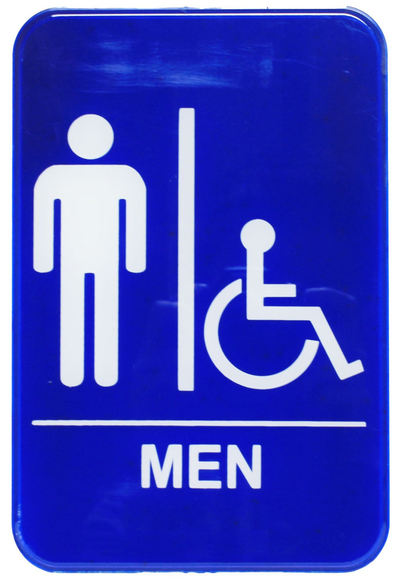 Thunder 6" x 9" x 1/8", Information Sign with Symbol, Men/Accessible, Acrylonitrile Styrene, Easy Peel Self-Adhesive, Each