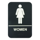Thunder 6" x 9" x 1/8", Information Sign with Braille, Women, Acrylonitrile Styrene, Easy Peel Self-Adhesive, Braille, Each